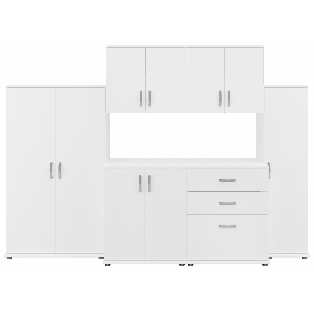 Shop Bush Business Furniture Universal 6 Piece Modular Laundry Room Storage Set with Floor and Wall Cabinets, Image 01, LNS002WH, #color_white