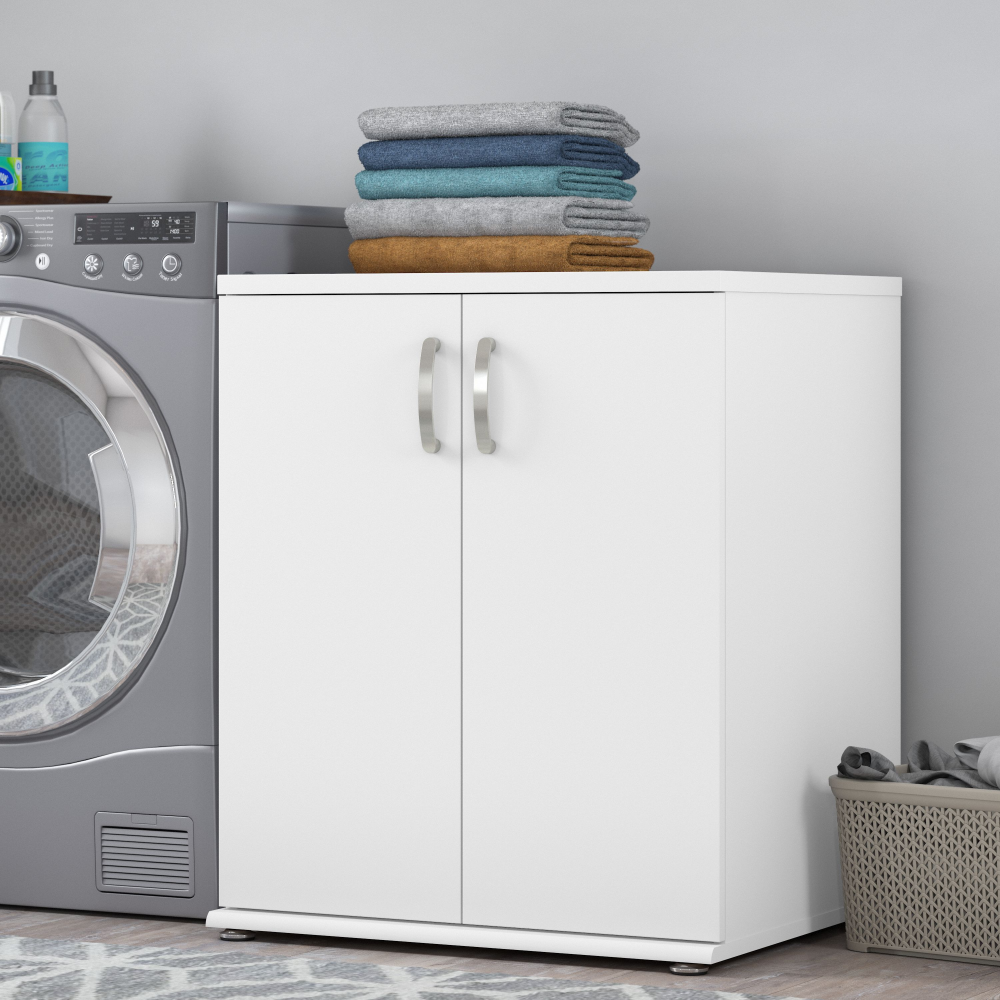 Shop Bush Business Furniture Universal Laundry Room Storage Cabinet with Doors and Shelves, Image 02, LNS128WH-Z, #color_white