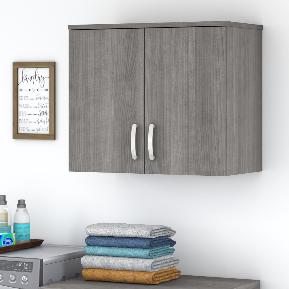 Shop Bush Business Furniture Universal Laundry Room Wall Cabinet with Doors and Shelves, Image 02, LNS428PG-Z, #color_platinum gray