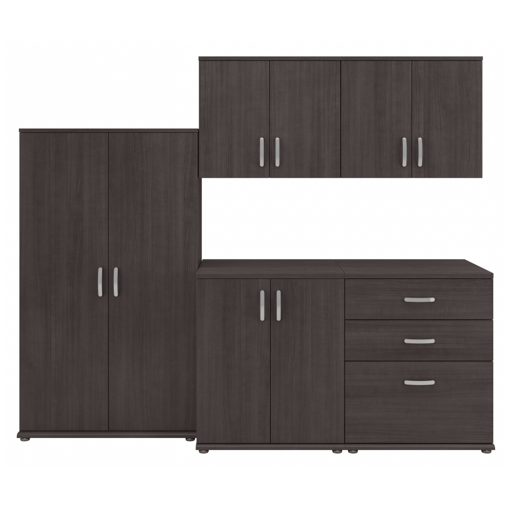 Shop Bush Business Furniture Universal 5 Piece Modular Laundry Room Storage Set with Floor and Wall Cabinets, Image 01, LNS003SG, #color_storm gray