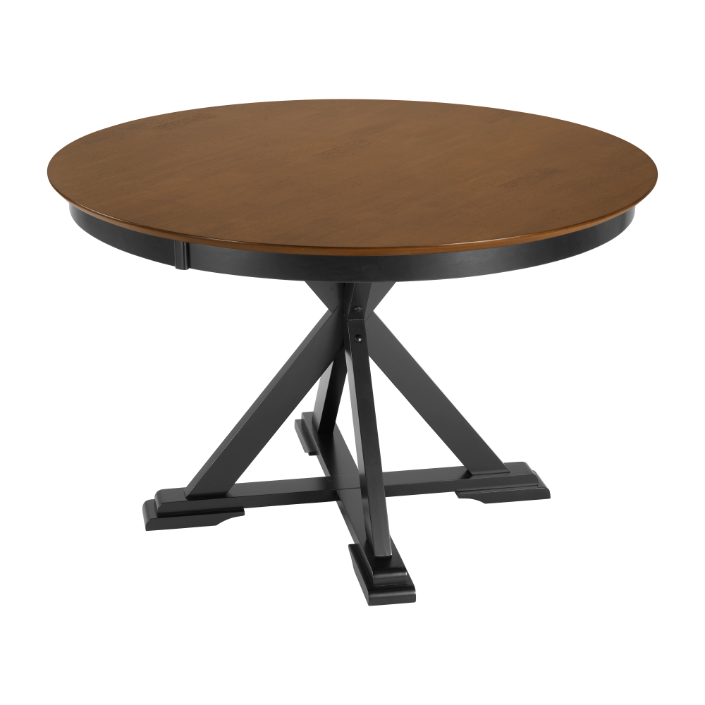 Shop Bush Furniture West End 45W Round Trestle Dining Table, Image 01, WET01BMB-03, #color_burnished medium brown/black paint