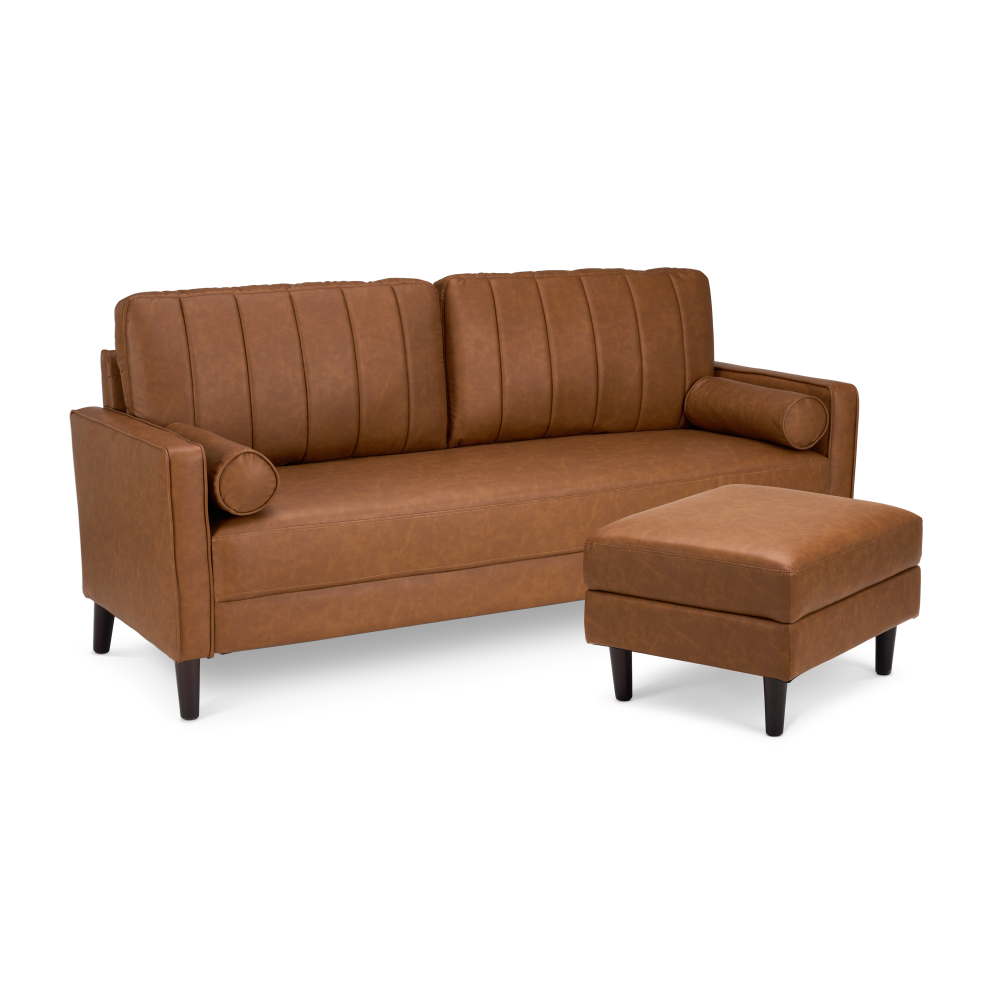 Shop Bush Home Max 54W Loveseat and Storage Ottoman, Image 01, MAX004BCL, #color_buffed camel leather