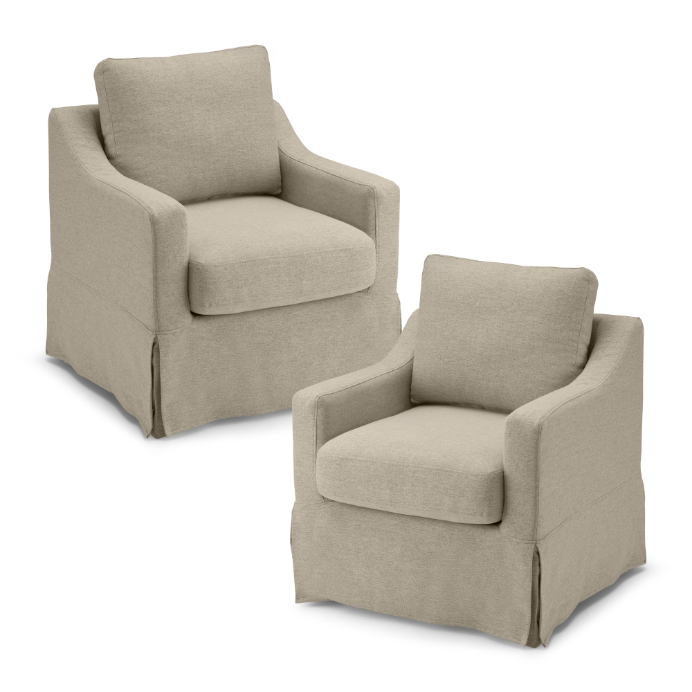 Shop Bush Home Harper Swivel Accent Chairs with Slipcovers - Set of 2, Image 01, HAR001SDB, #color_sand basketweave fabric