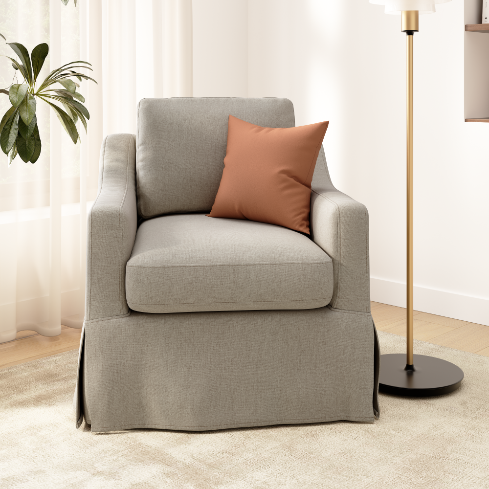 Shop Bush Home Harper Swivel Accent Chair with Slipcover, Image 02, HAR009SDB, #color_sand basketweave fabric