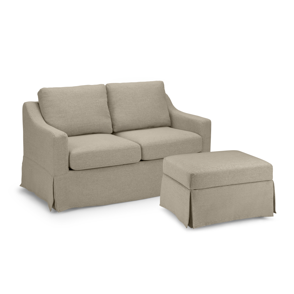 Shop Bush Home Harper 57W Loveseat and Storage Ottoman with Slipcovers, Image 01, HAR004SDB, #color_sand basketweave fabric