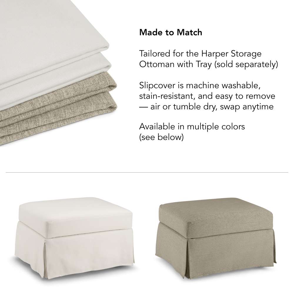 Shop Bush Home Harper Slipcover for Bush Home Harper Storage Ottoman with Tray, Image 07, HROS04SDB-03, #color_sand basketweave fabric