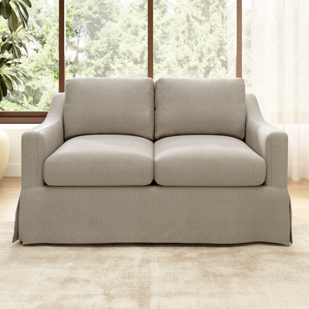 Shop Bush Home Harper 57W Loveseat with Slipcover, Image 02, HAR011SDB, #color_sand basketweave fabric