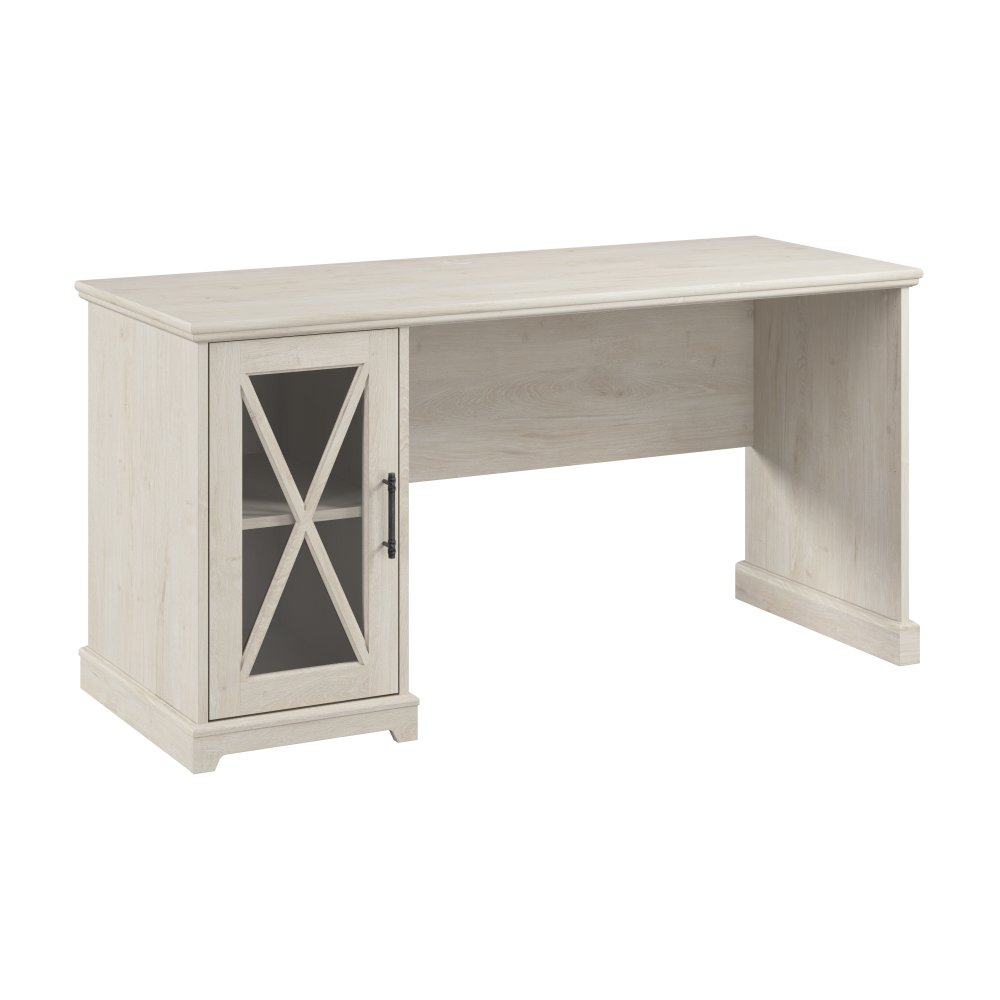 Shop Bush Furniture Lennox 60W Farmhouse Desk with Storage Cabinet, Image 01, LED260LW-03, #color_linen white oak