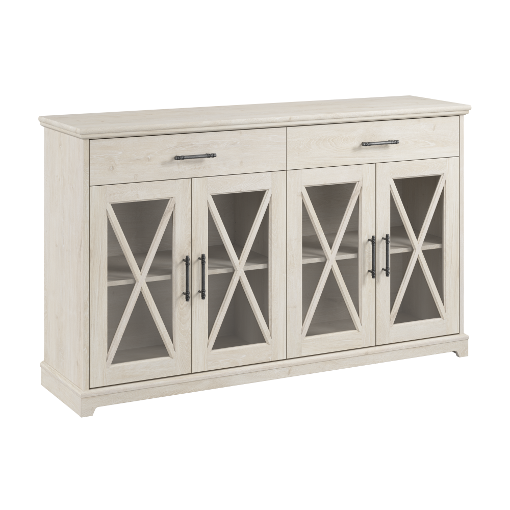 Shop Bush Furniture Lennox 60W Farmhouse Sideboard Buffet Cabinet with Drawers, Image 01, LEV160LW-03K, #color_linen white oak