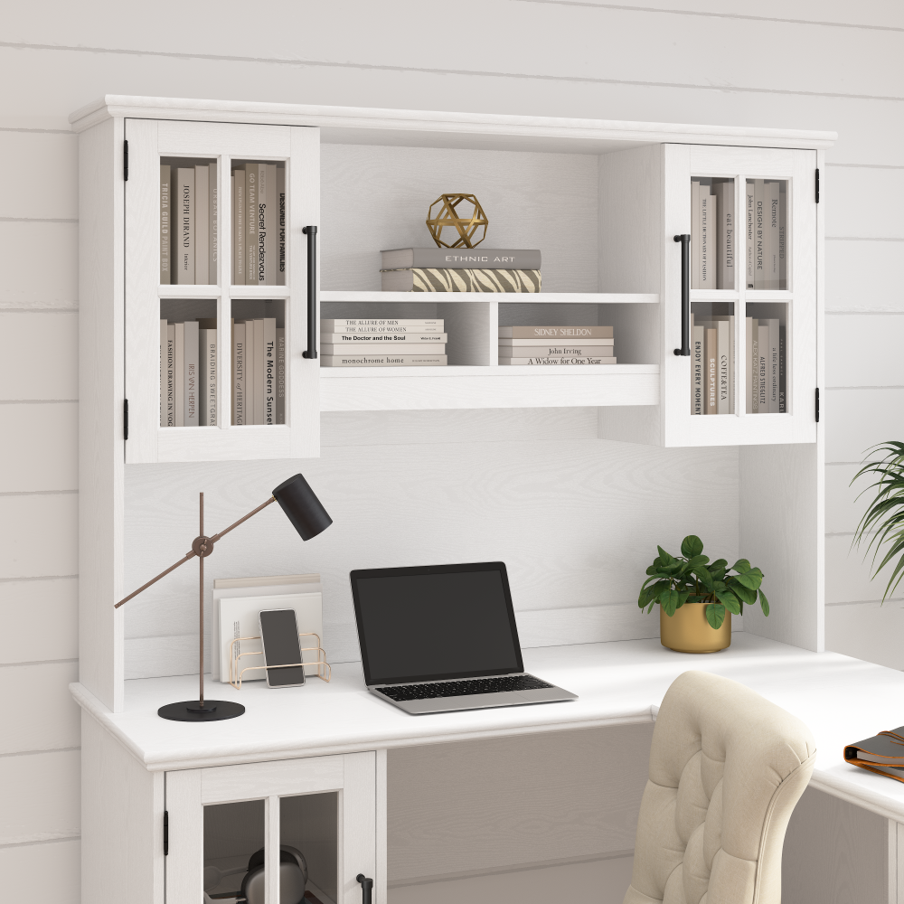 Shop Bush Furniture Westbrook 60W Computer Desk Hutch, Image 02, WBH160WAS-03, #color_white ash