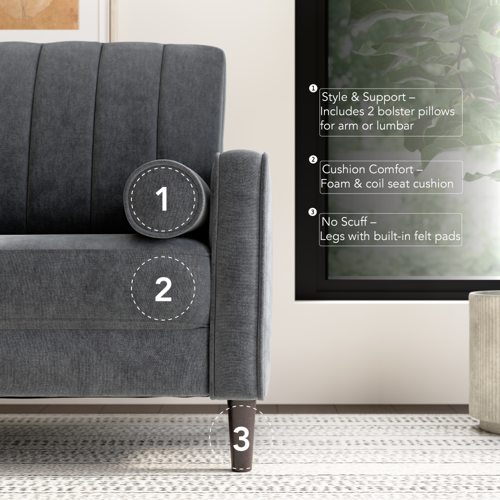 Shop Bush Home Max 54W Loveseat and Storage Ottoman, Image 05, MAX004IGC, #color_iron gray chenille fabric