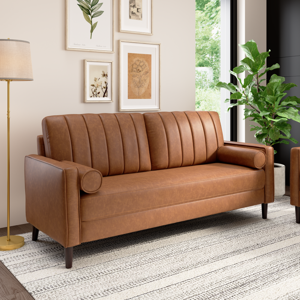 Shop Bush Home Max 77W Sofa, Image 02, MXJ177BCL-03, #color_buffed camel leather