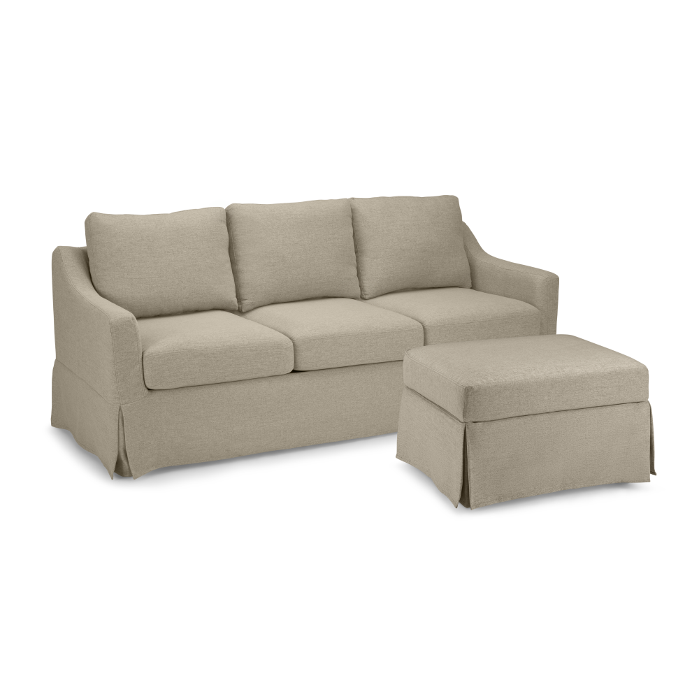 Shop Bush Home Harper 80W Sofa and Storage Ottoman with Slipcovers, Image 01, HAR003SDB, #color_sand basketweave fabric