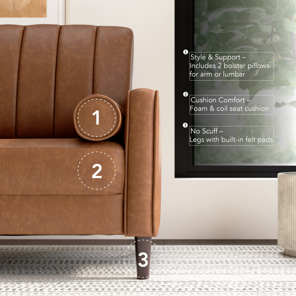 Shop Bush Home Max 54W Loveseat and Storage Ottoman, Image 05, MAX004BCL, #color_buffed camel leather