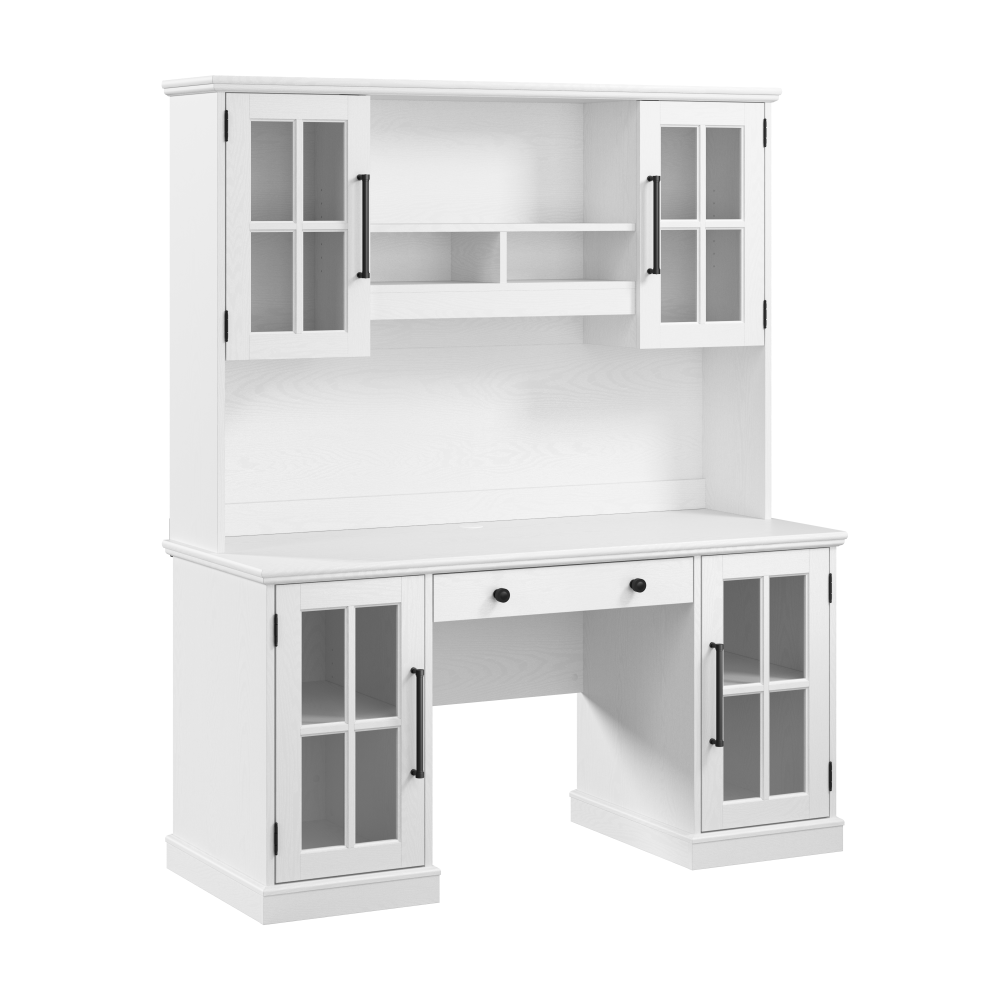 Shop Bush Furniture Westbrook 60W Computer Desk with Hutch and Storage, Image 01, WBK003WAS, #color_white ash