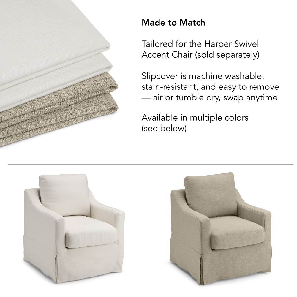 Shop Bush Home Harper Slipcover for Bush Home Harper Swivel Accent Chair, Image 07, HRKS01SDB-03, #color_sand basketweave fabric