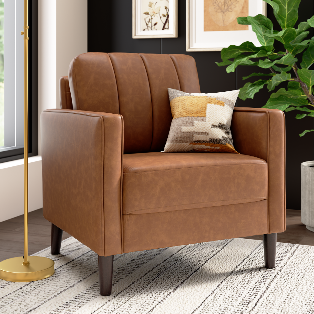 Shop Bush Home Max 32W Accent Chair, Image 02, MXK132BCL-03, #color_buffed camel leather