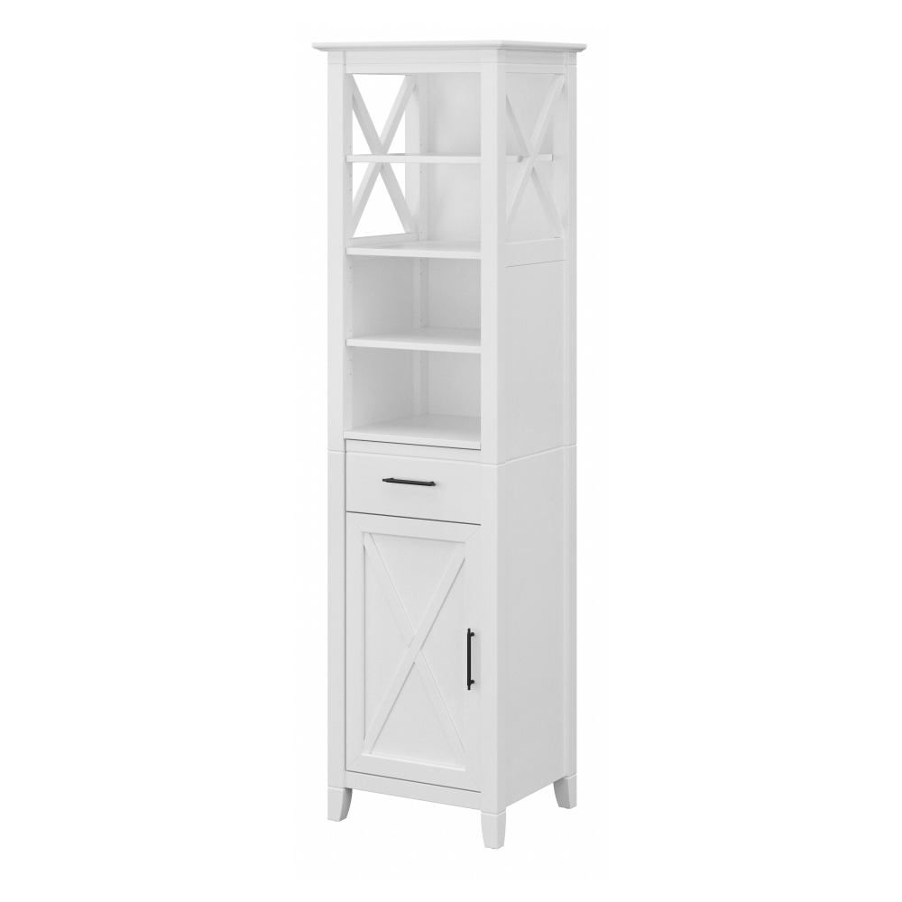 Shop Bush Furniture Key West Tall Narrow Bookcase Cabinet, Image 01, KWS168WAS-Z, #color_white ash