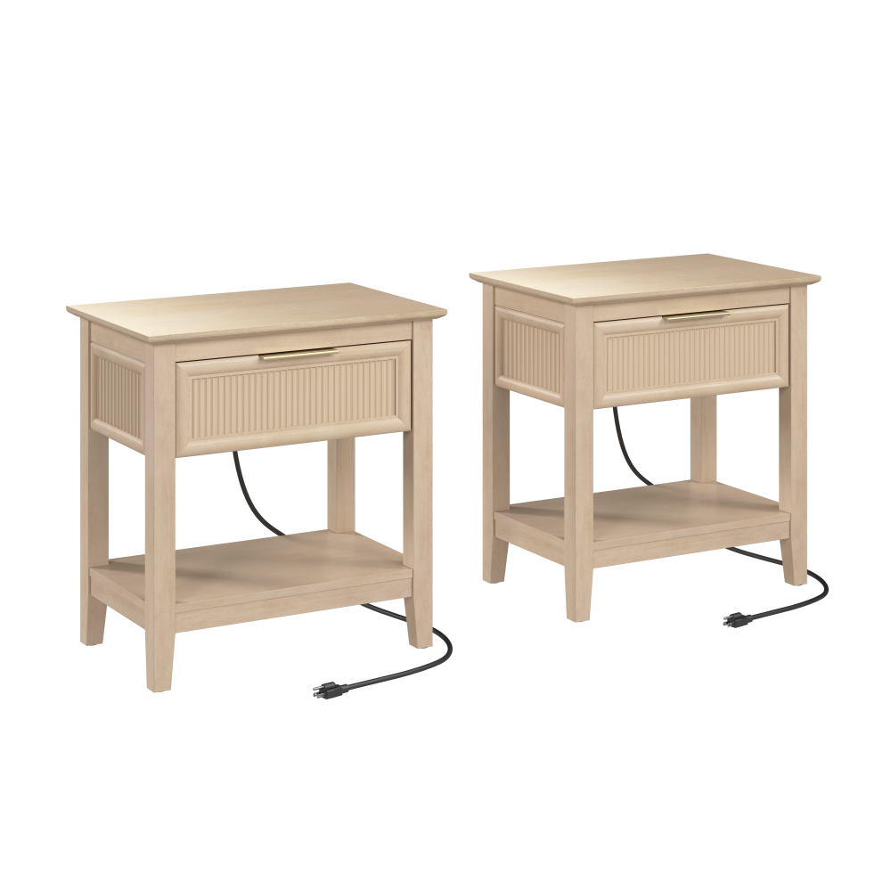 Shop Bush Home Camille Fluted End Table with Drawer - Set of 2, Image 01, CML002NB, #color_natural birch