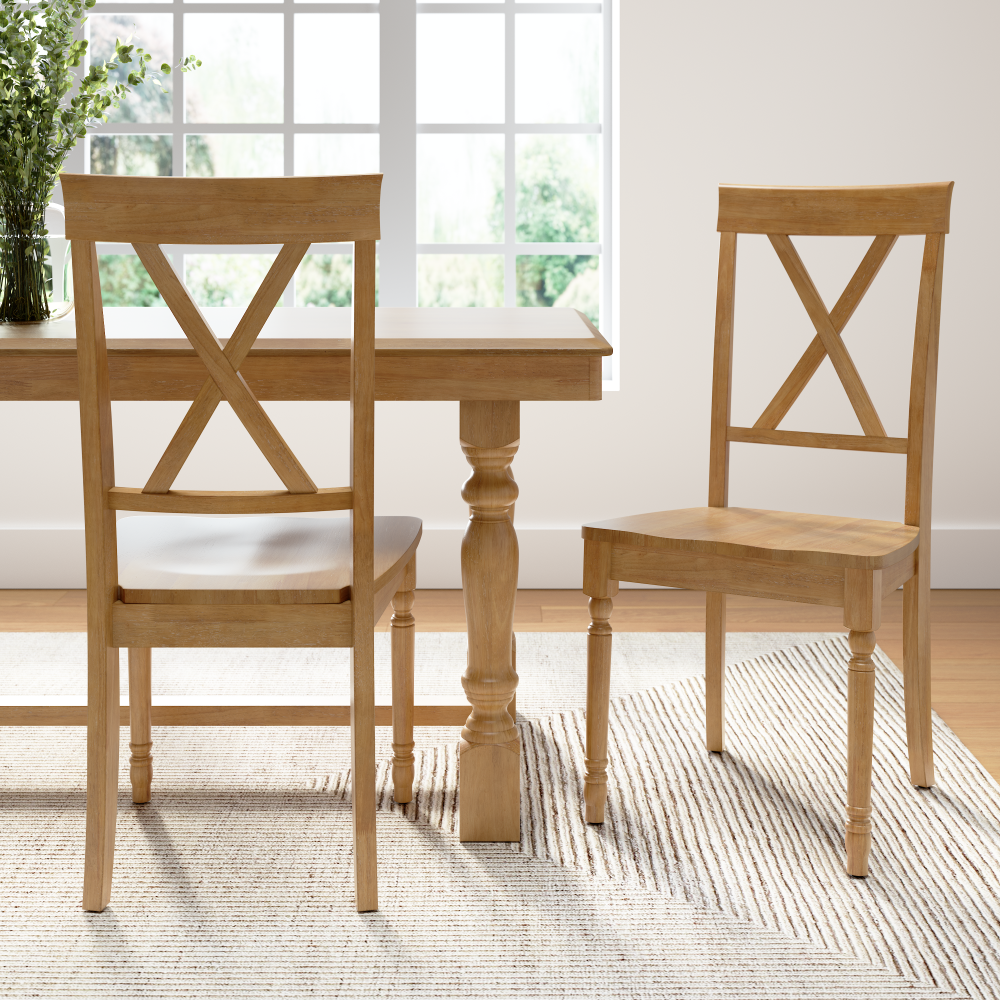 Shop Bush Furniture Sterling Cross Back Dining Chairs - Set of 2, Image 02, SLCH01NHS-03, #color_natural honey brown