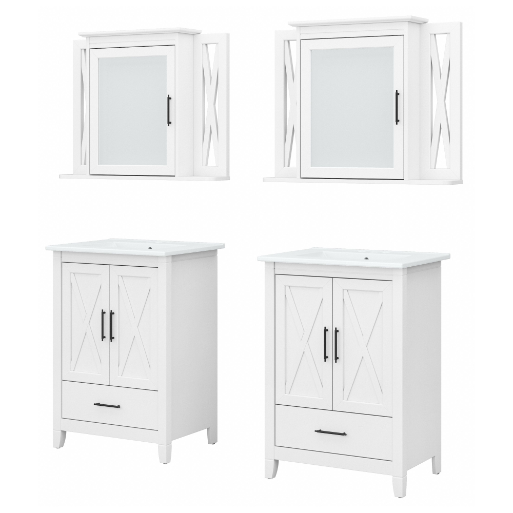 Shop Bush Furniture Key West 48W Double Vanity Set with Sinks and Medicine Cabinets, Image 01, KWS041WAS, #color_white ash
