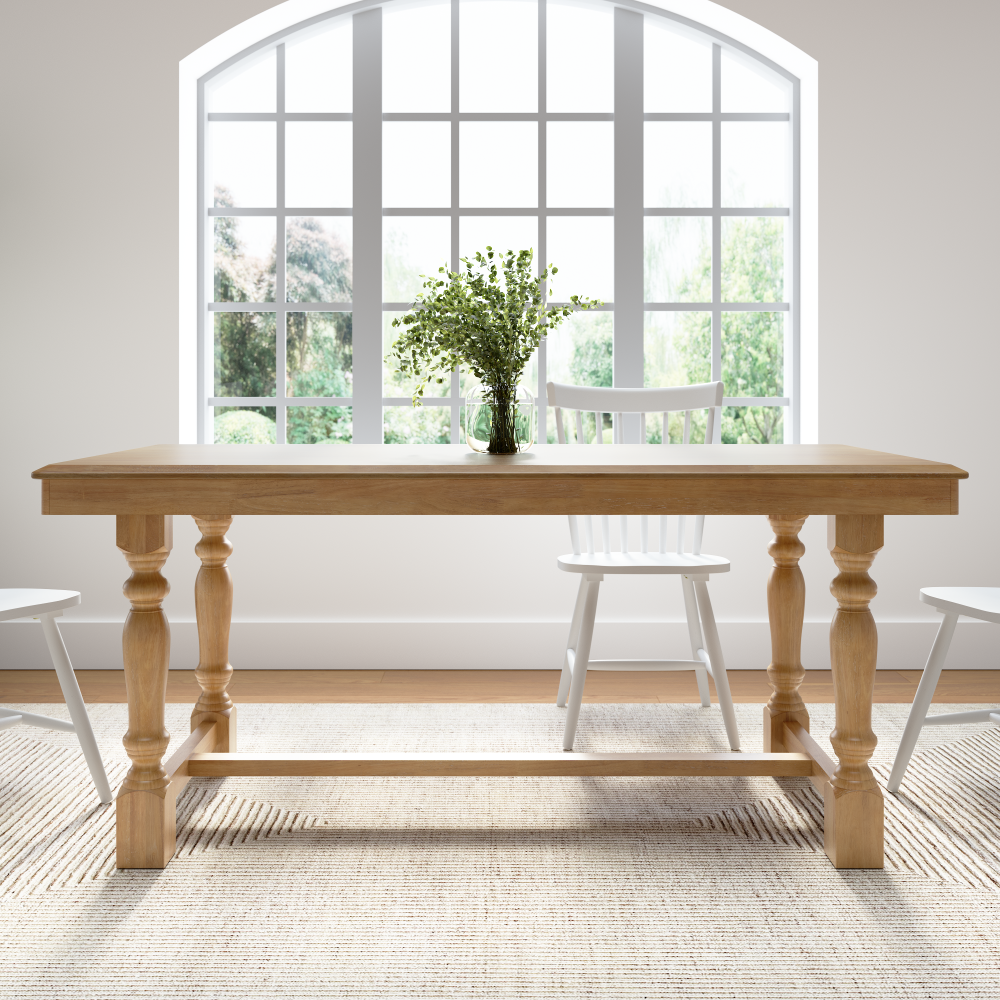 Shop Bush Furniture Sterling 67W Squire Trestle Dining Table, Image 02, SLT01NHS-03K, #color_natural honey brown