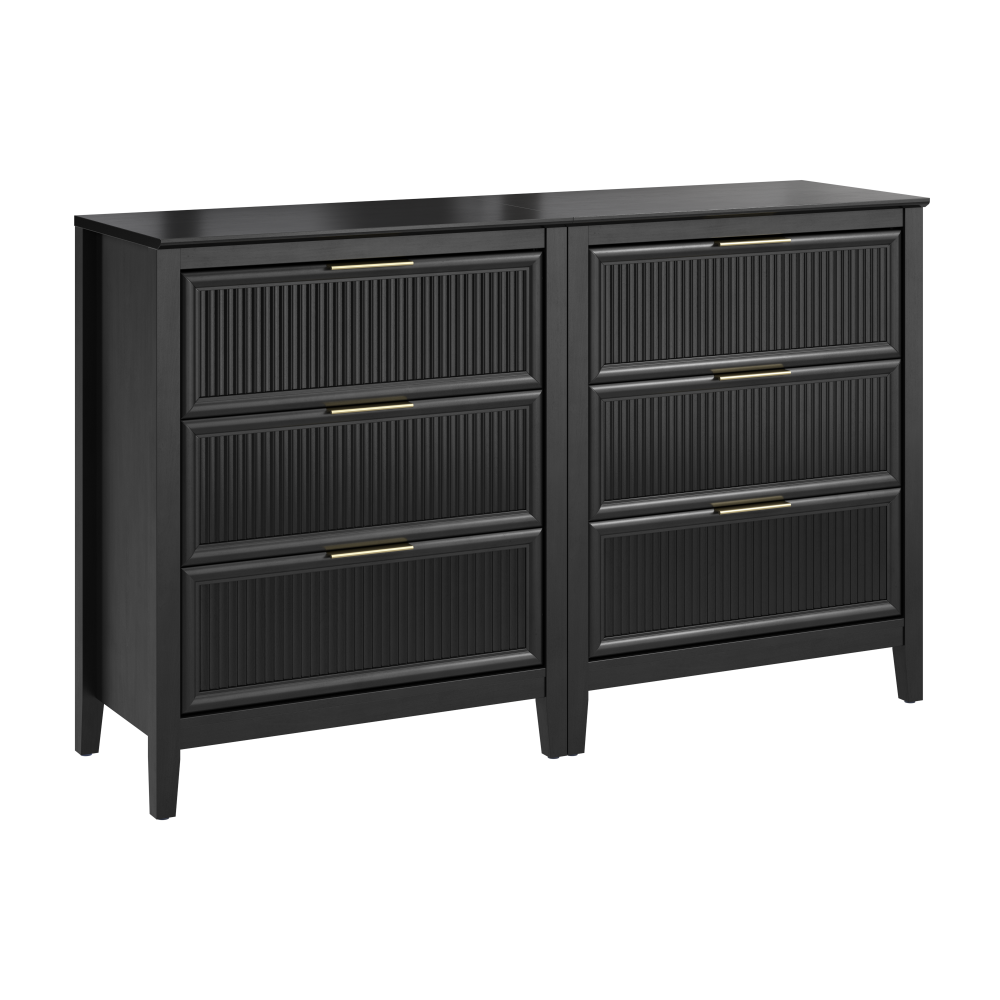 Shop Bush Home Camille Fluted 3 Drawer Dresser - Set of 2, Image 01, CML008OB, #color_onyx birch