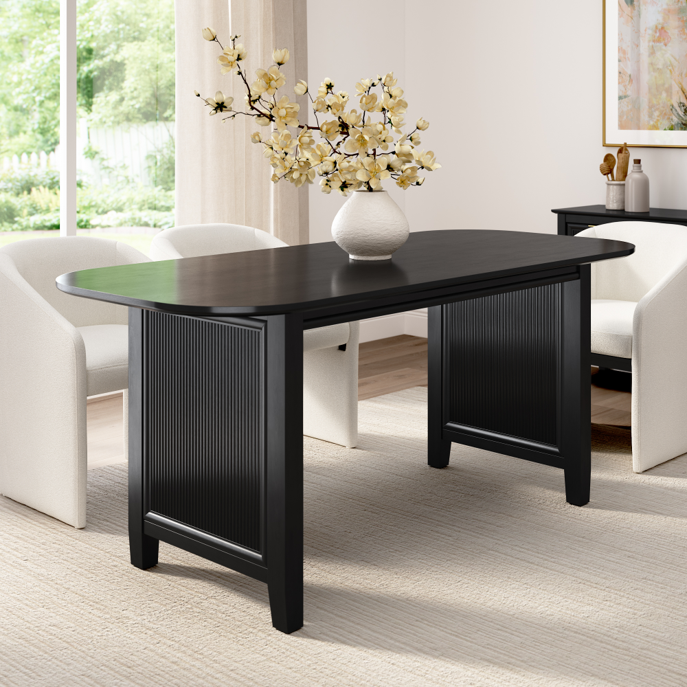 Shop Bush Home Camille 71W Fluted Base Dining Table, Image 02, CMT01OB-03, #color_onyx birch