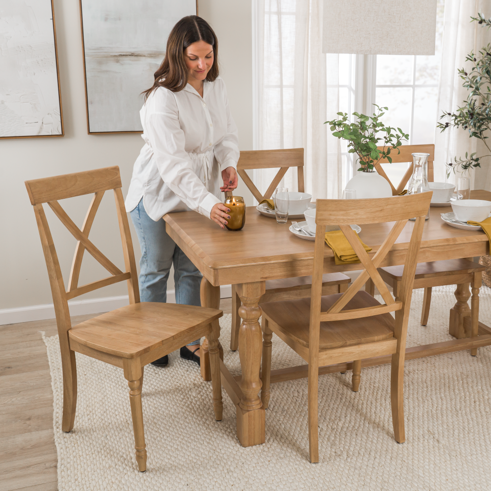 Shop Bush Furniture Sterling Cross Back Dining Chairs - Set of 2, Image 03, SLCH01NHS-03, #color_natural honey brown