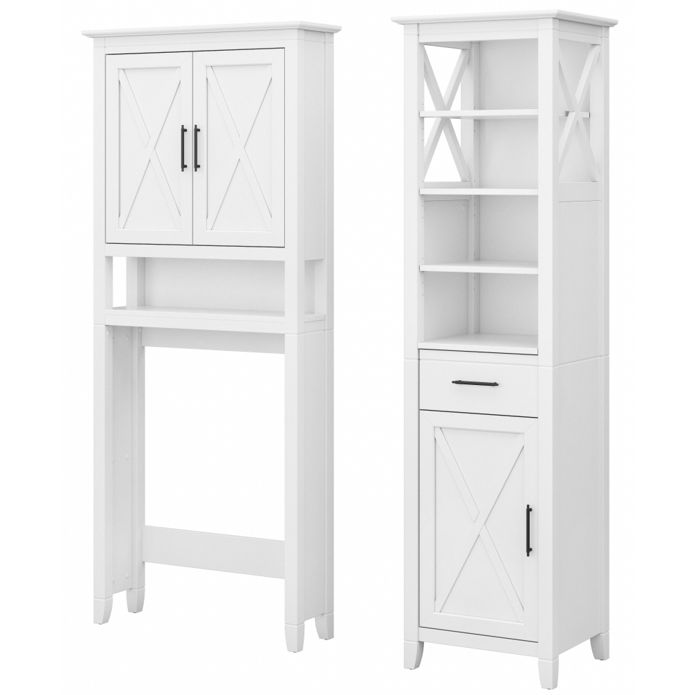 Shop Bush Furniture Key West Tall Linen Cabinet and Over The Toilet Storage Cabinet, Image 01, KWS038WAS, #color_white ash