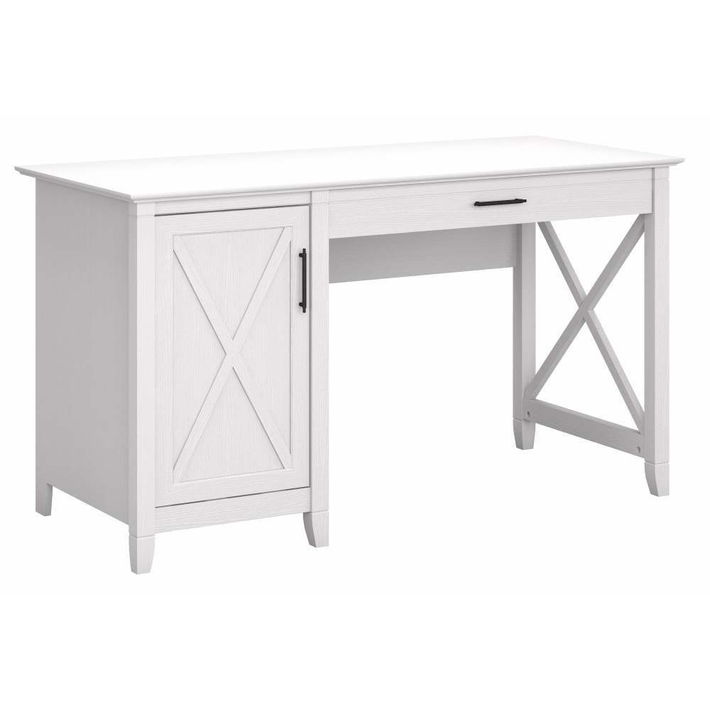 Shop Bush Furniture Key West 54W Computer Desk with Keyboard Tray and Storage, Image 01, KWD154WT-03, #color_pure white oak