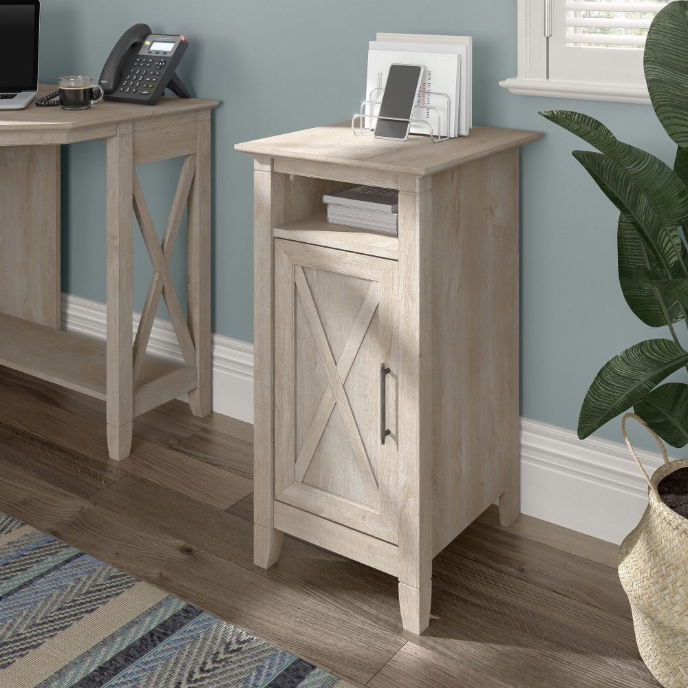 Shop Bush Furniture Key West Small Storage Cabinet with Door, Image 02, KWS116WG-03, #color_washed gray