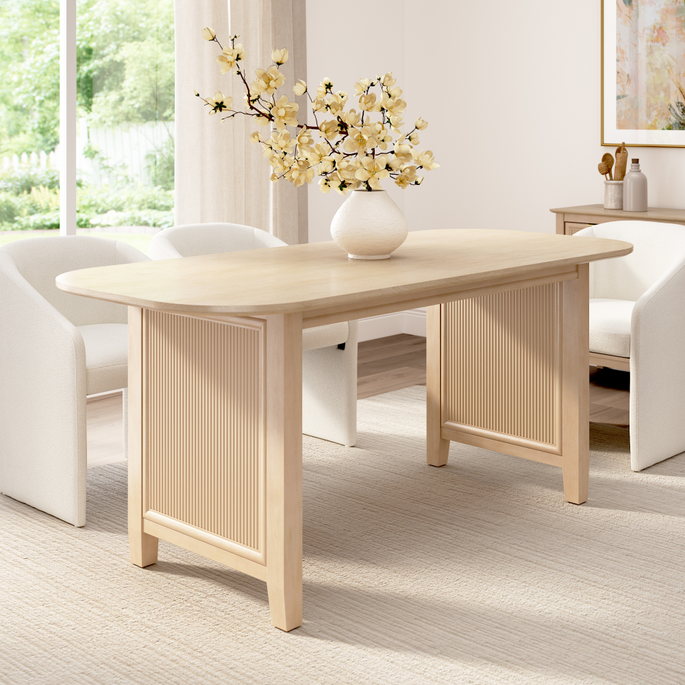 Shop Bush Home Camille 71W Fluted Base Dining Table, Image 02, CMT01NB-03, #color_natural birch