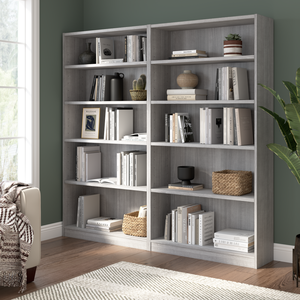 Shop Bush Furniture Universal Tall 5 Shelf Bookcase, Image 03, WL12457, #color_platinum gray