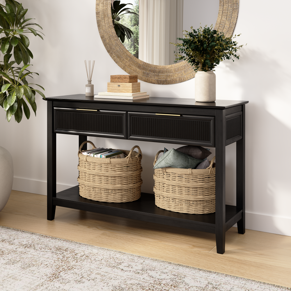Shop Bush Home Camille Fluted Console Table with Drawers, Image 02, CMT247OB-03, #color_onyx birch