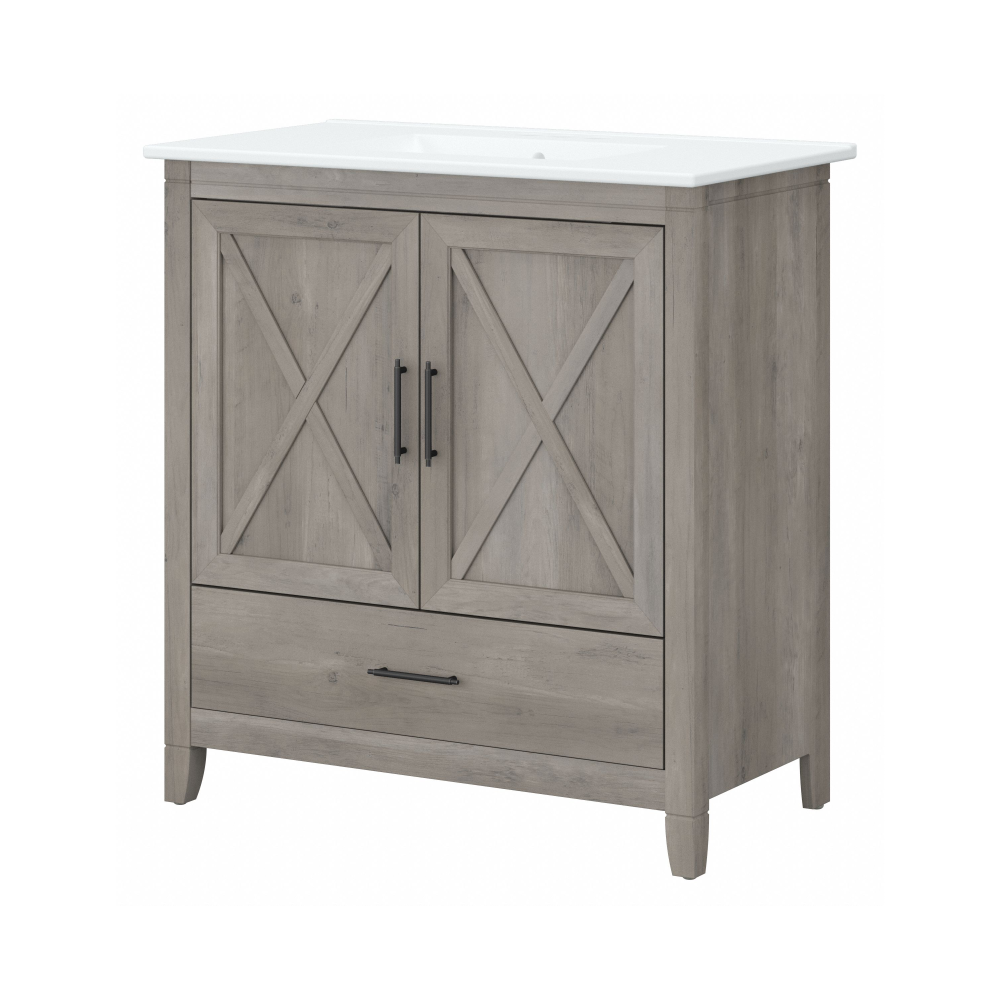 Shop Bush Furniture Key West 32W Bathroom Vanity with Sink, Image 01, KWVN132DG-03K, #color_driftwood gray