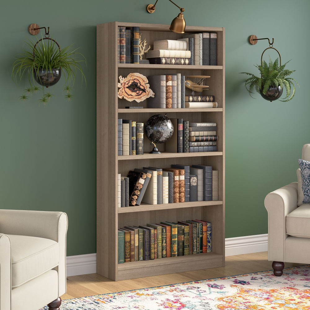 Shop Bush Furniture Universal Tall 5 Shelf Bookcase, Image 02, WL12427, #color_ash gray