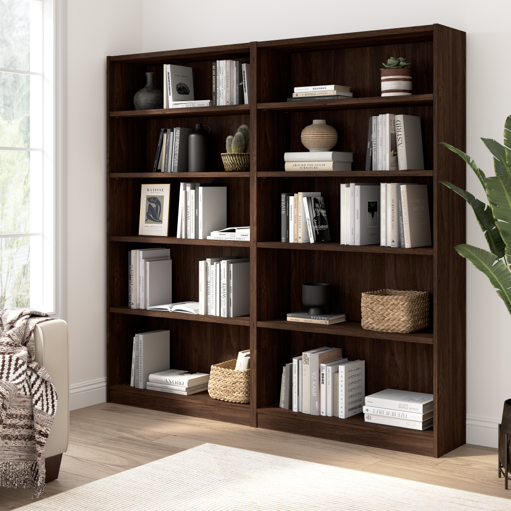 Shop Bush Furniture Universal Tall 5 Shelf Bookcase, Image 03, WL12453, #color_black walnut