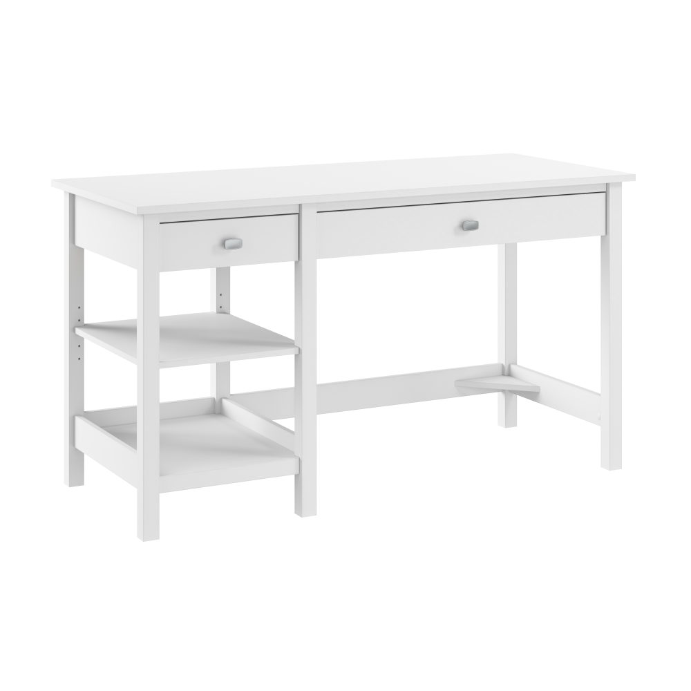 Shop Bush Furniture Broadview 54W Computer Desk with Shelves, Image 01, BDD154WH-03, #color_pure white