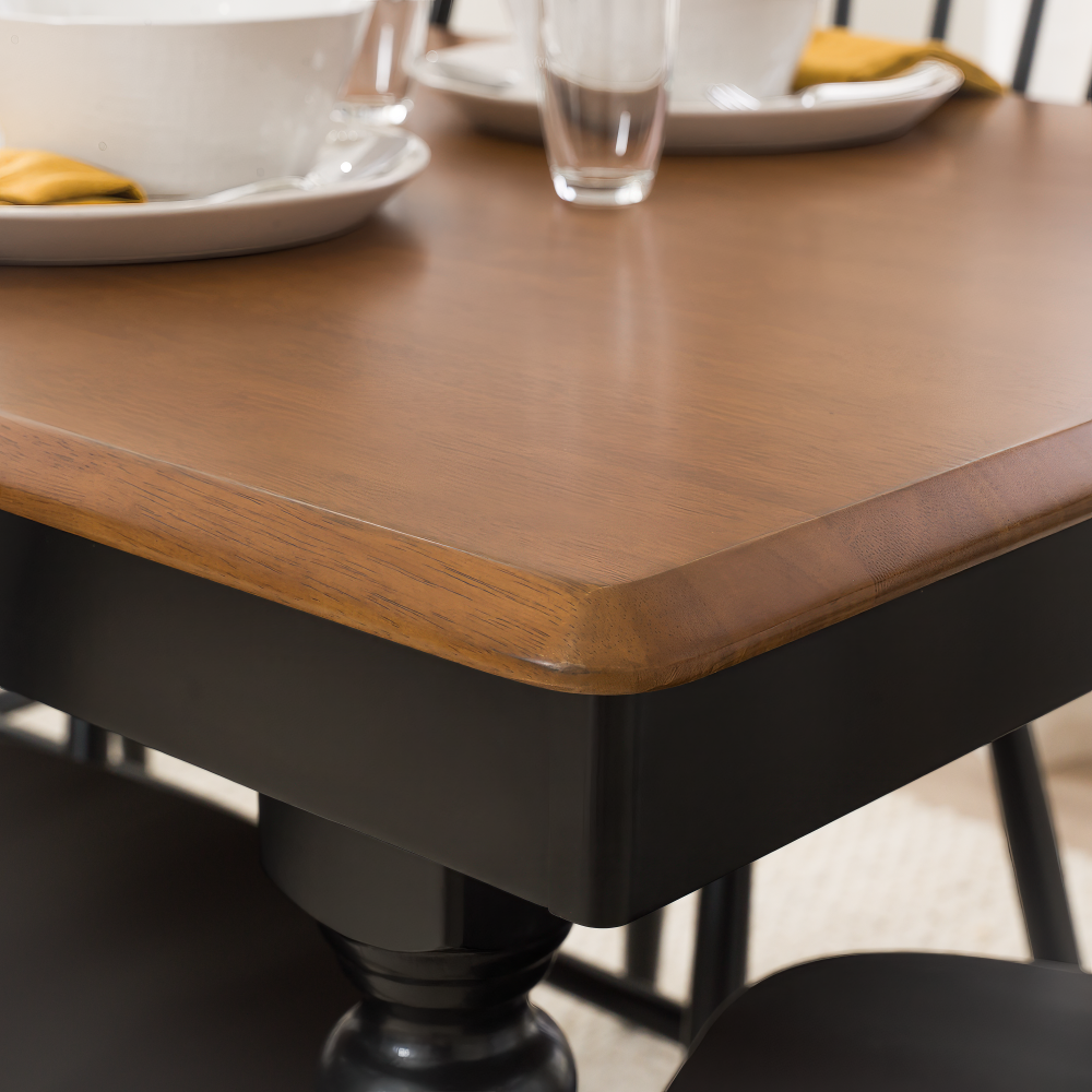 Shop Bush Furniture Sterling 67W Squire Trestle Dining Table with 6 Cross Back Dining Chairs, Image 04, STL001BMB, #color_burnished medium brown/black paint