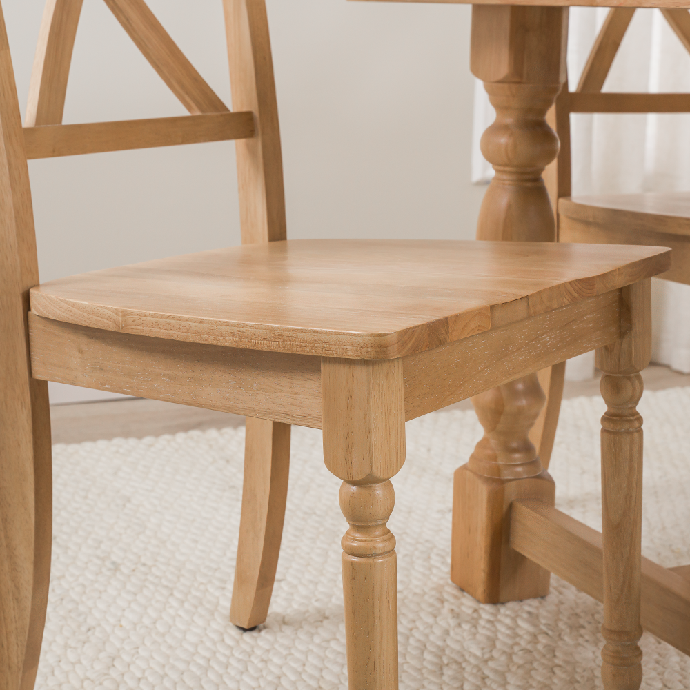 Shop Bush Furniture Sterling 67W Squire Trestle Dining Table with 6 Cross Back Dining Chairs, Image 05, STL001NHS, #color_natural honey brown