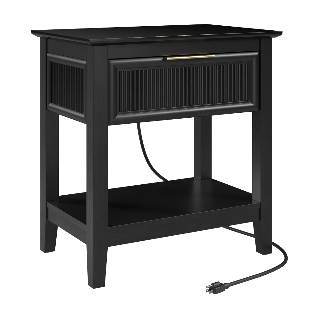 Shop Bush Home Camille Fluted End Table with Drawer, Image 01, CMT124OB-03, #color_onyx birch