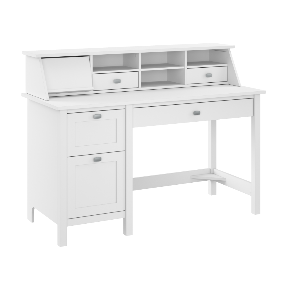 Shop Bush Furniture Broadview 54W Computer Desk with Drawers and Desktop Organizer, Image 01, BD005WH, #color_pure white
