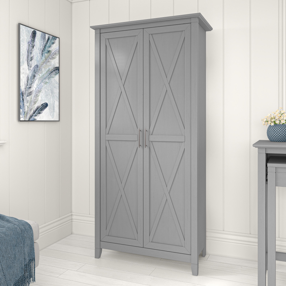 Shop Bush Furniture Key West Tall Storage Cabinet with Doors, Image 02, KWS266CG-03, #color_cape cod gray
