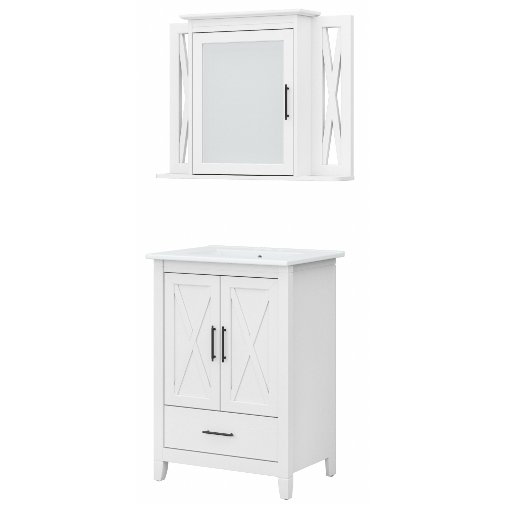 Shop Bush Furniture Key West 24W Bathroom Vanity Sink with Mirror, Image 01, KWS029WAS, #color_white ash