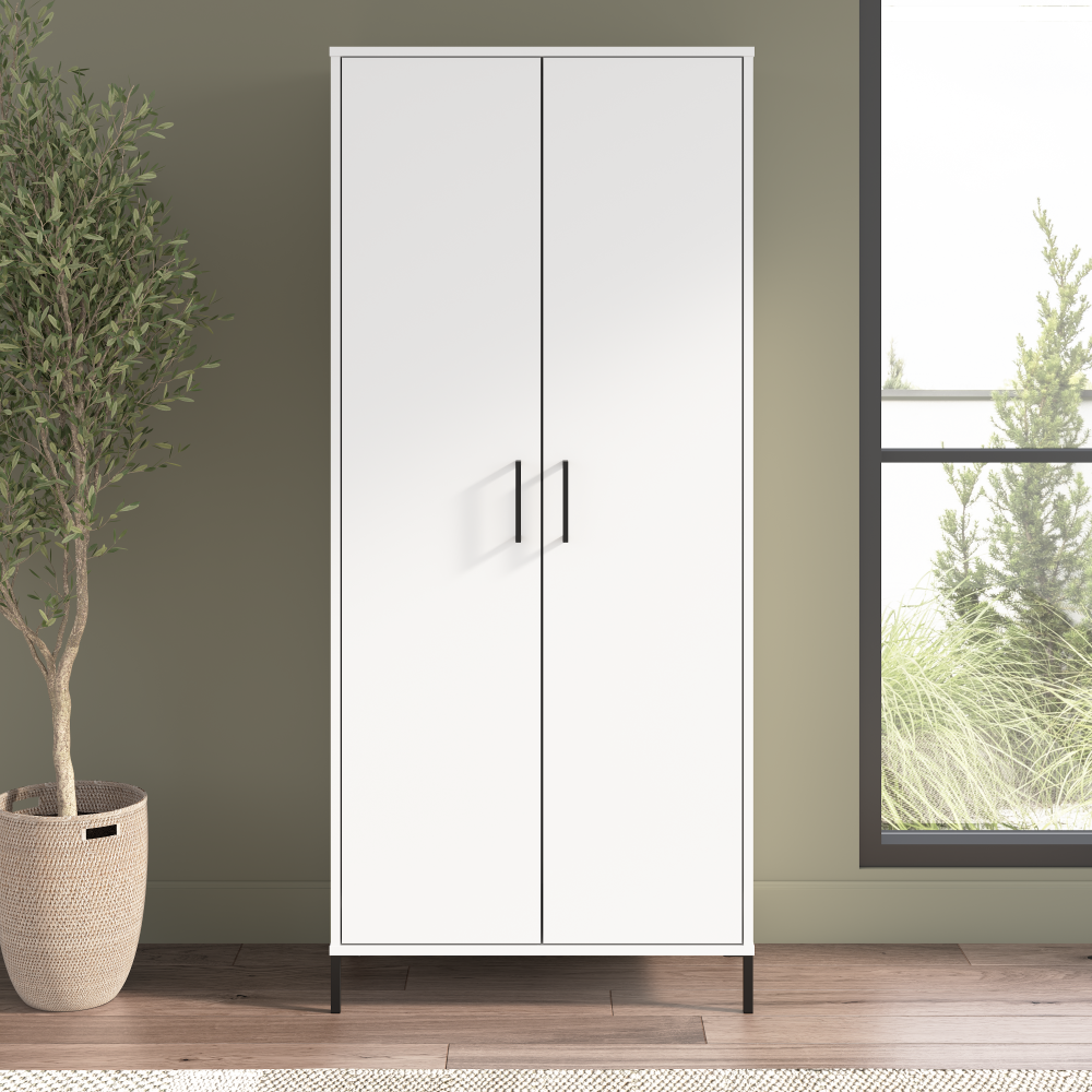 Shop Bush Furniture Soho Tall Storage Cabinet with Doors, Image 02, SHS129WH-Z, #color_white