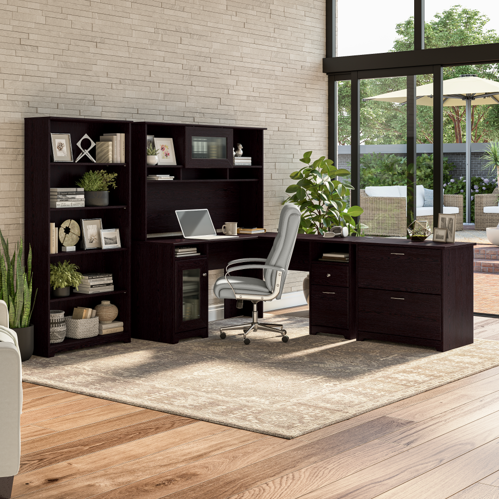 Shop Bush Furniture Cabot 60W L Shaped Computer Desk with Storage, Image 04, WC31830K, #color_espresso oak