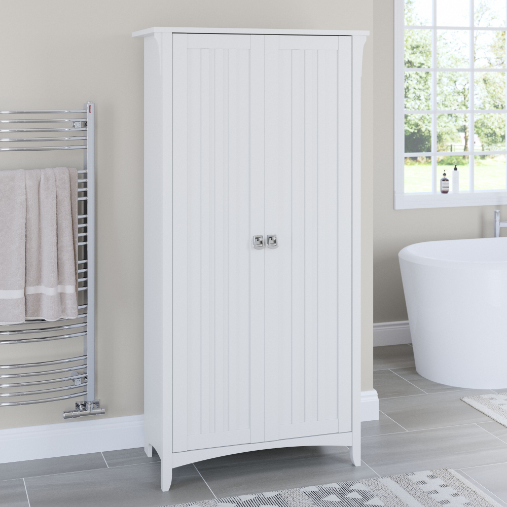 Shop Bush Furniture Salinas Bathroom Storage Cabinet with Doors, Image 02, SAL015G2W, #color_pure white