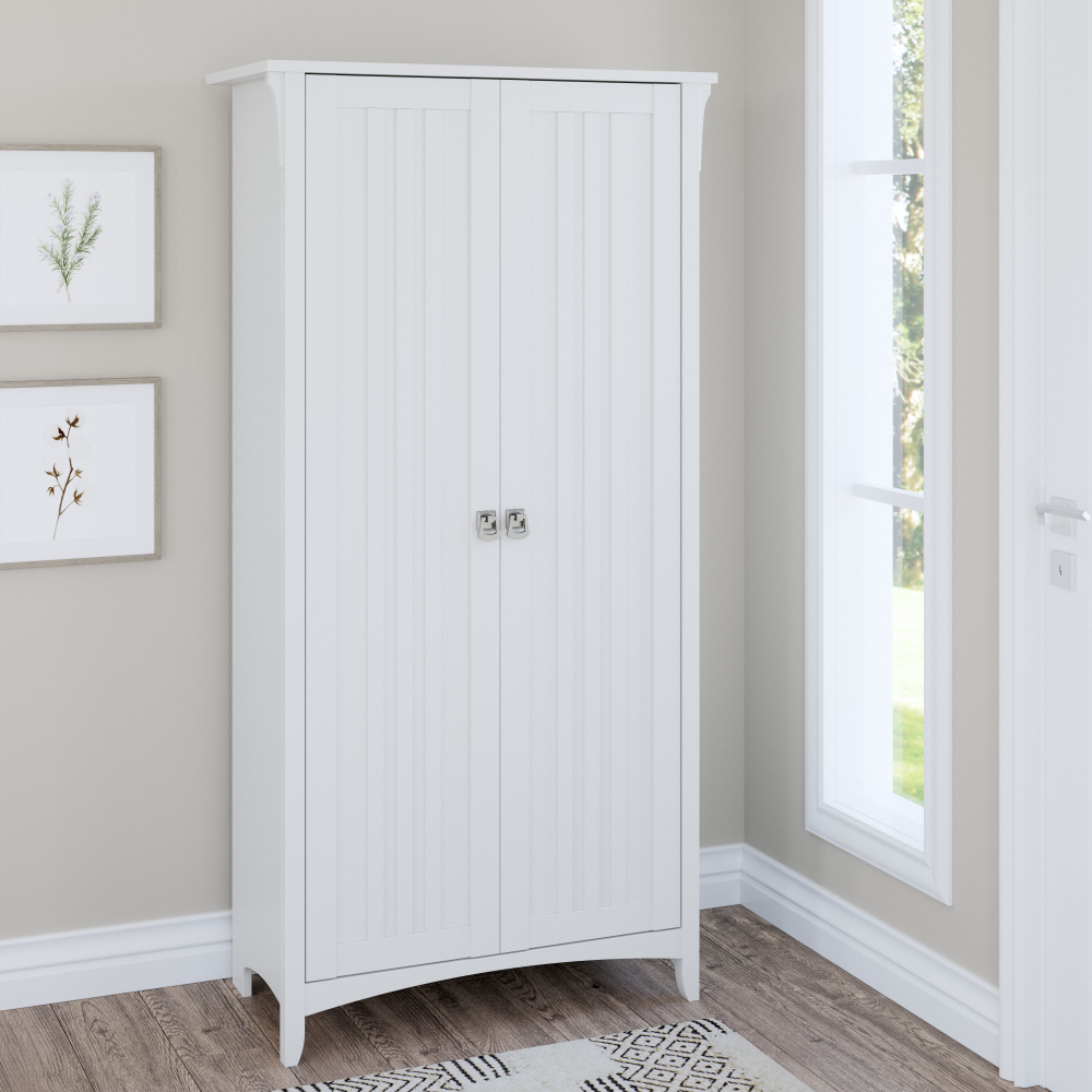 Shop Bush Furniture Salinas Tall Storage Cabinet with Doors, Image 02, SAS332G2W-03, #color_pure white