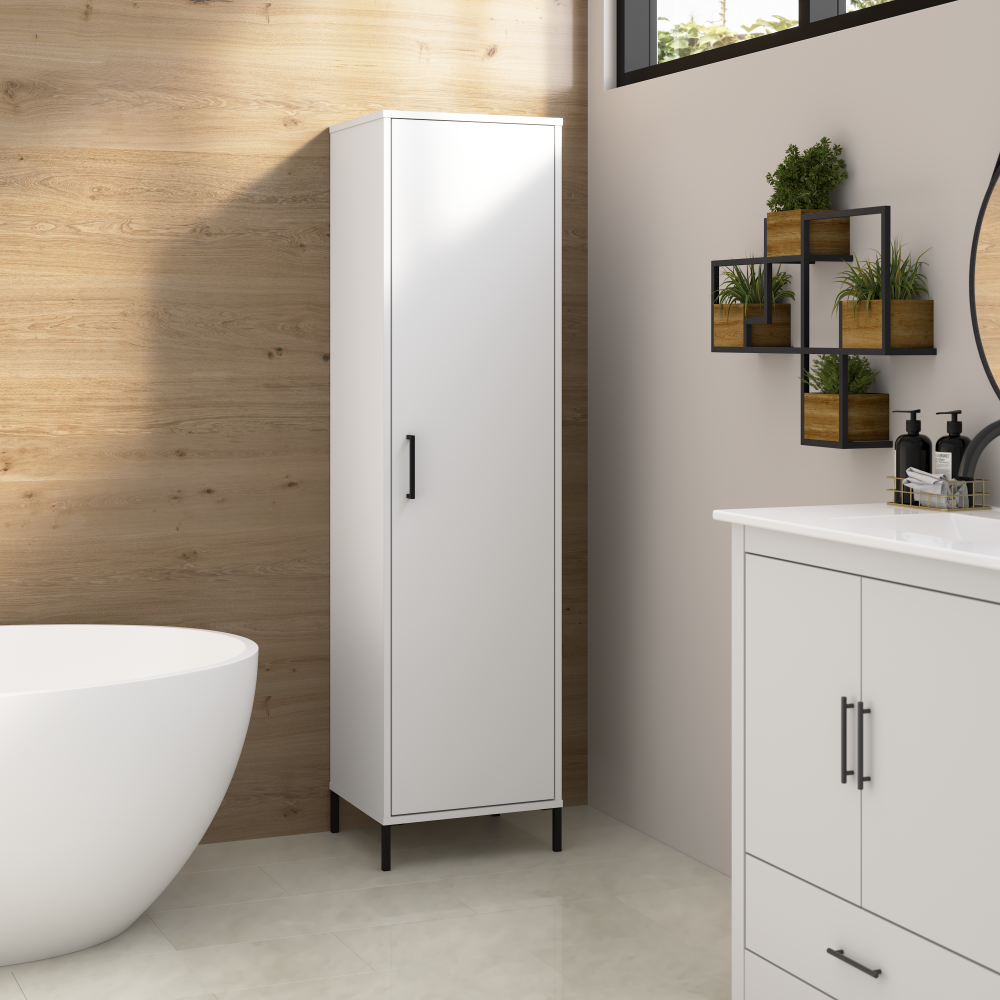 Shop Bush Furniture Soho Narrow Bathroom Storage Cabinet, Image 02, SHS117WH-Z2, #color_white
